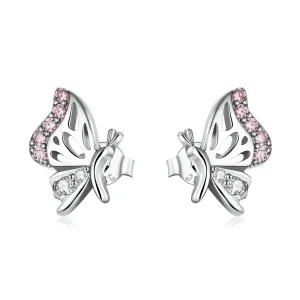 PANDORA típusú Finom pillangó gombfülbevalók - BSE574 (kép) PANDORA típusú Finom pillangó gombfülbevalók - BSE574