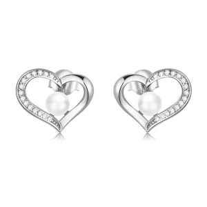PANDORA típusú Love Shell gyöngyök - egyszerű gombfülbevalók - BSE550-A (kép) PANDORA típusú Love Shell gyöngyök - egyszerű gombfülbevalók - BSE550-A