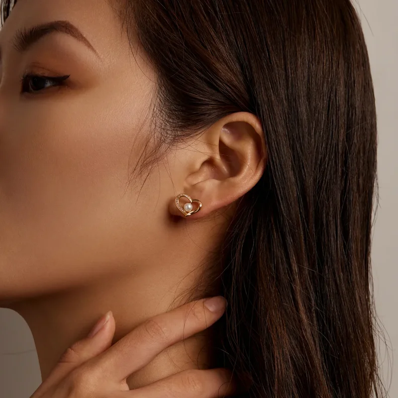 (kép) PANDORA típusú Love Shell gyöngyök - egyszerű gombfülbevalók - BSE550-B - Megtekintés 3