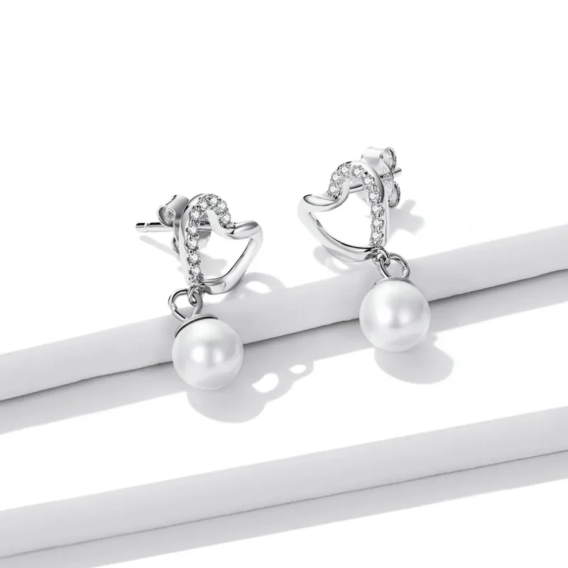 (kép) PANDORA típusú Love Shell gyöngyök - elegáns gombfülbevalók - BSE552 - Megtekintés 2