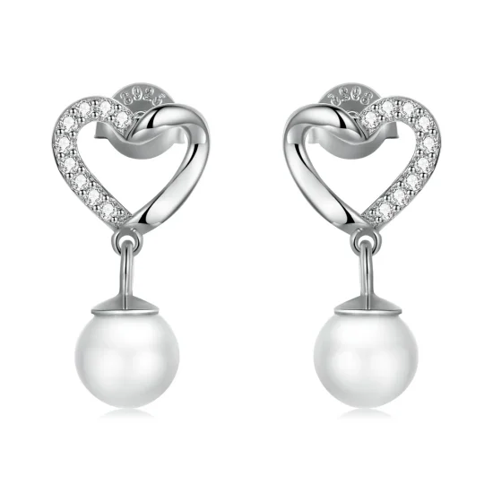 (kép) PANDORA típusú Love Shell gyöngyök - elegáns gombfülbevalók - BSE552