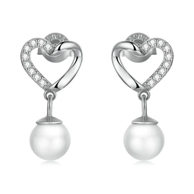 (kép) PANDORA típusú Love Shell gyöngyök - elegáns gombfülbevalók - BSE552