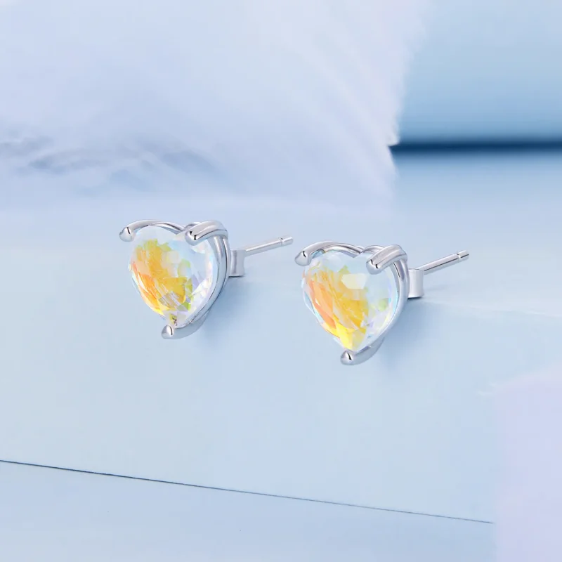 (kép) PANDORA típusú Love Symphony Glass gombfülbevalók - BSE713 - Megtekintés 2