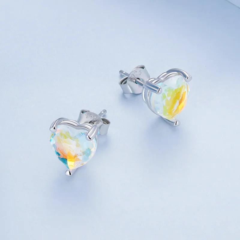 (kép) PANDORA típusú Love Symphony Glass gombfülbevalók - BSE713 - Megtekintés 4