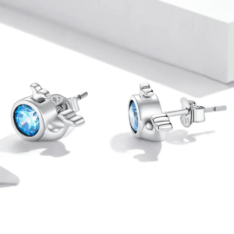 (kép) PANDORA típusú Mini bálna gombfülbevalók - SCE1366 - Megtekintés 3