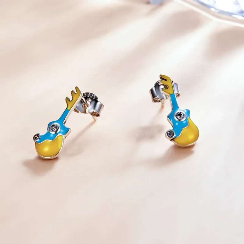 (kép) PANDORA típusú Mini gitár gombfülbevalók - SCE1217 - Megtekintés 2