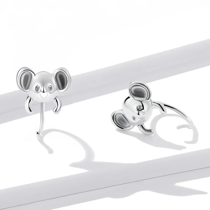 (kép) PANDORA típusú Mini Koala gombfülbevalók - BSE566 - Megtekintés 3