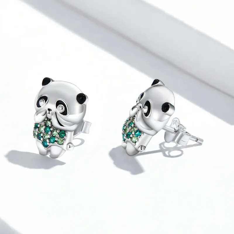(kép) PANDORA típusú Mini Panda gombfülbevalók - SCE1370 - Megtekintés 3