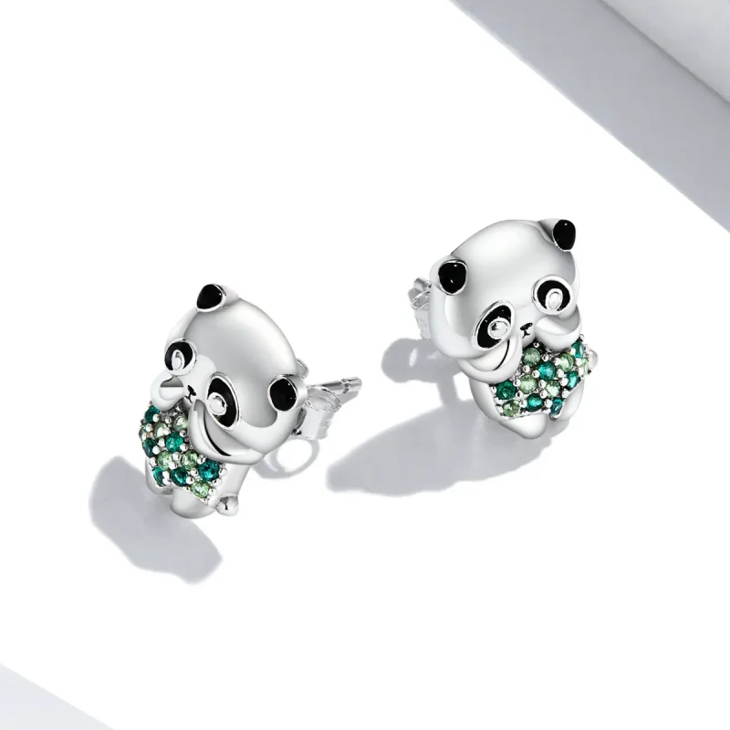 (kép) PANDORA típusú Mini Panda gombfülbevalók - SCE1370 - Megtekintés 4