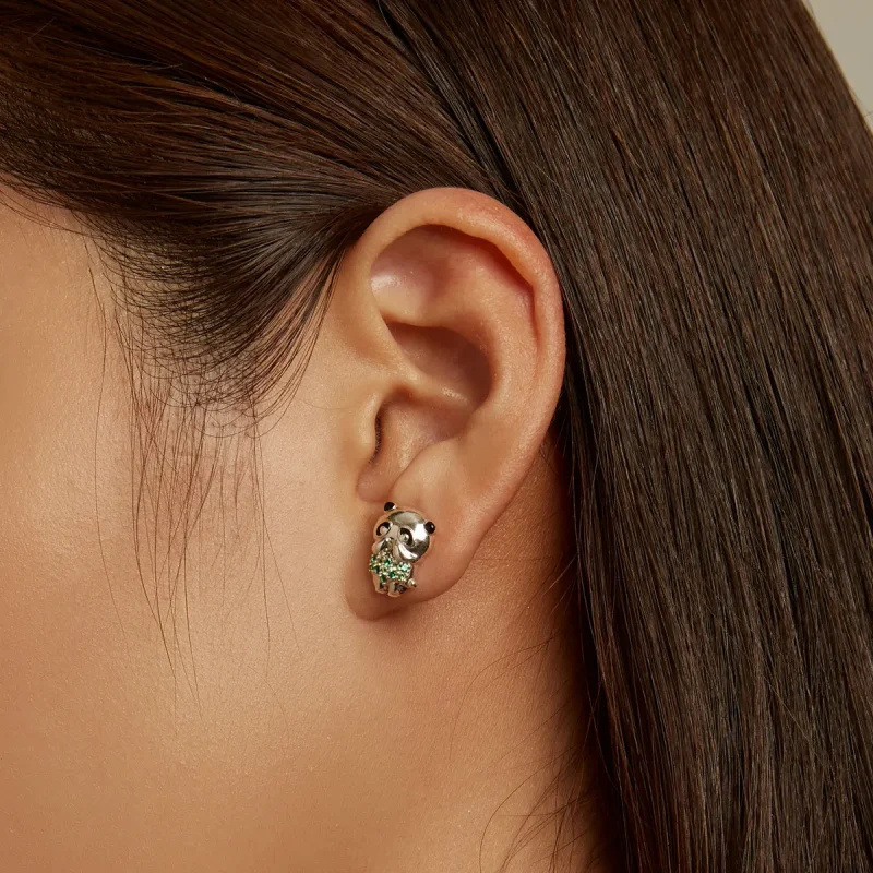 (kép) PANDORA típusú Mini Panda gombfülbevalók - SCE1370 - Megtekintés 5