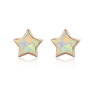 PANDORA típusú Opál Pentagram gombfülbevalók - SCE674 (kép) PANDORA típusú Opál Pentagram gombfülbevalók - SCE674