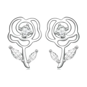 PANDORA típusú Rózsák gombfülbevalók - BSE714 (kép) PANDORA típusú Rózsák gombfülbevalók - BSE714