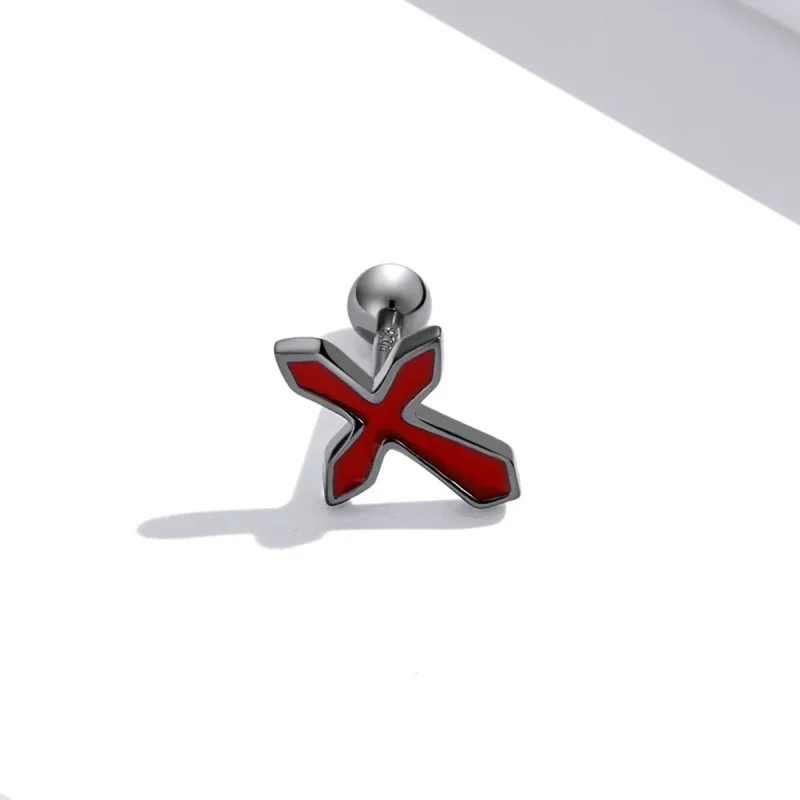 (kép) PANDORA típusú Sötét kereszt gombfülbevalók - SCE1327 - Megtekintés 2