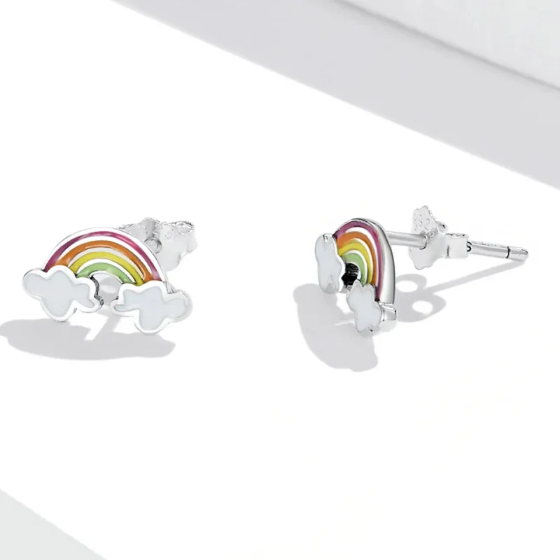 (kép) PANDORA típusú Szivárványfelhők gombfülbevalók - SCE1339 - Megtekintés 3