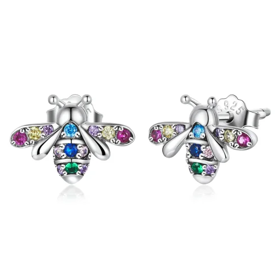 (kép) PANDORA típusú Színes méh gombfülbevalók - BSE559