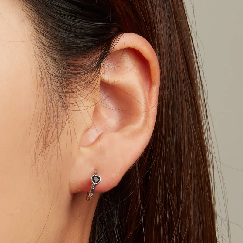 (kép) PANDORA típusú Vintage fekete cirkon gombfülbevalók - SCE1520 - Megtekintés 6