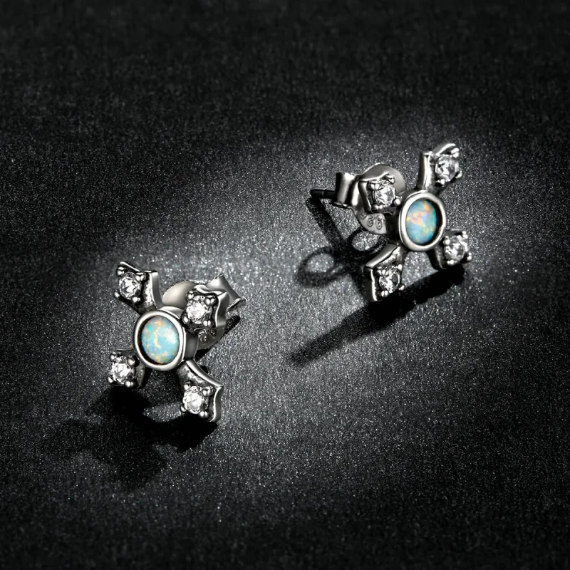 (kép) PANDORA típusú Vintage kereszt gombfülbevalók - BSE555 - Megtekintés 5