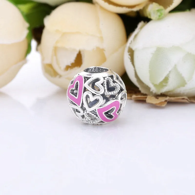 (kép) PANDORA Charm Rózsaszín áttört szabadkézi szív - 798677C01 - Megtekintés 2