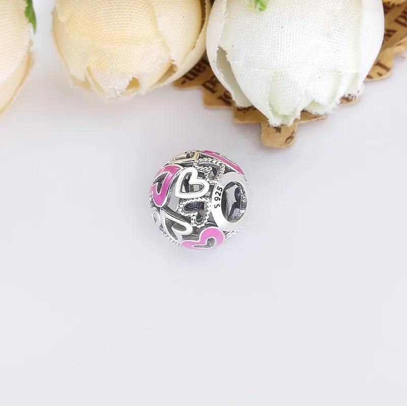 (kép) PANDORA Charm Rózsaszín áttört szabadkézi szív - 798677C01 - Megtekintés 3