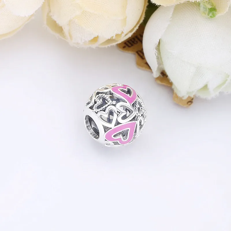(kép) PANDORA Charm Rózsaszín áttört szabadkézi szív - 798677C01 - Megtekintés 4