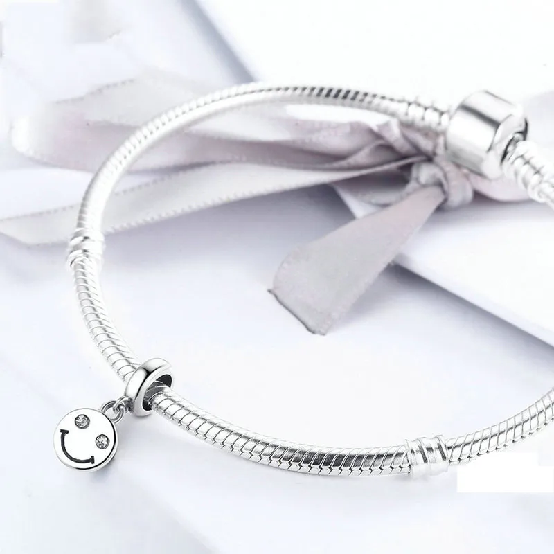 (kép) PANDORA típusú bicolor mosolygó arc függő charm - SCC258 - Megtekintés 3
