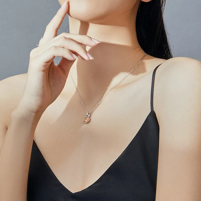 (kép) PANDORA típusú bicolor rózsa collier nyaklánc - BSN155 - Megtekintés 3