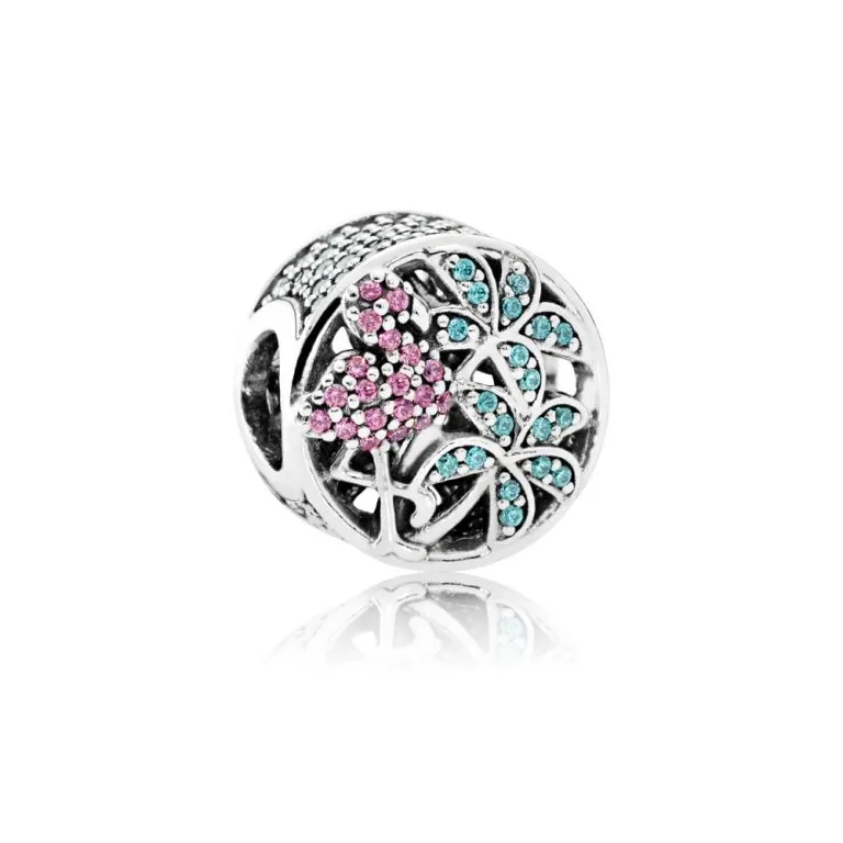 (kép) PANDORA ezüst charm, Trópusi flamingó